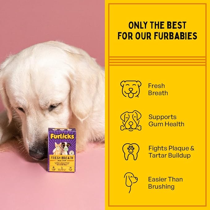 Fresh Breath Oral Strips for Dogs & Cats | Natural Spearmint & Thymol for Easy and Convenient, All-Natural Oral Care (30 Oral Dissolving Strips)-PawvioPets