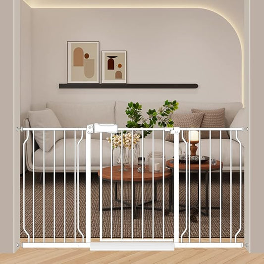 57.5-62 Inch Extra Wide Baby Gates for Stairs Doorways Pressure Mount No Drill Dog Pet Gate Automatic Close Child Safety Gate for Toddler Kids Pets-PawvioPets