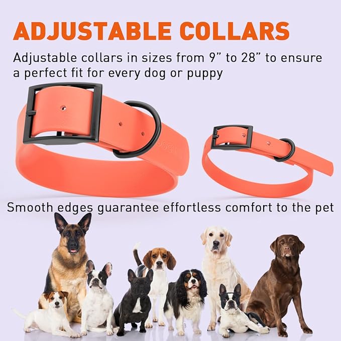 Dogline Biothane Waterproof Dog Collar Strong Coated Nylon Webbing with Black Hardware Odor- Proof for Easy Care Easy to Clean High Performance Fits Small Medium or Large Dogs, Coral-PawvioPets