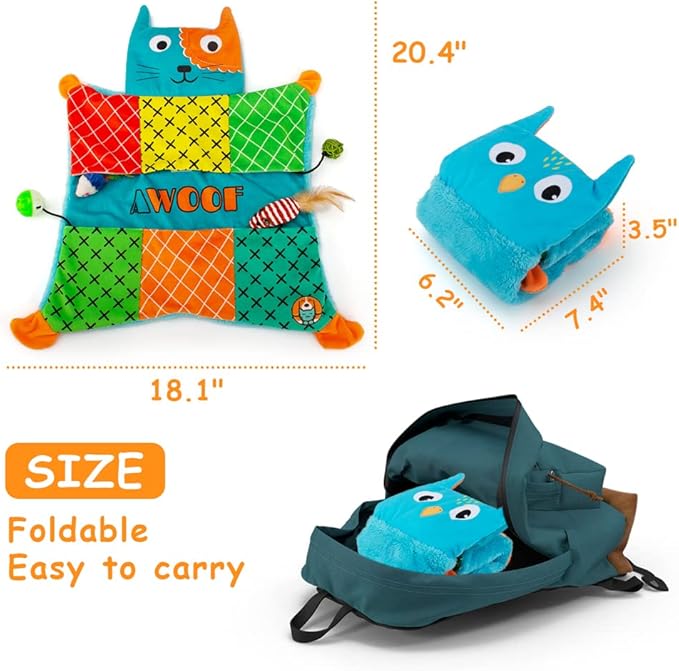 AWOOF Cute Soft Catnip Mat, Interactive Cat Toys for Indoor Cats-PawvioPets