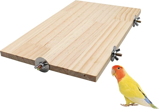 13.6×7.9 Inches Large Bird Perch Stand Platform, Natural Wooden Small Animals Cage Accessories, Rectangle Stand Perch Shelf for Parrot Parakeet Cockatiel Rat Hamster Guinea Pig Conure Chinchillas-PawvioPets