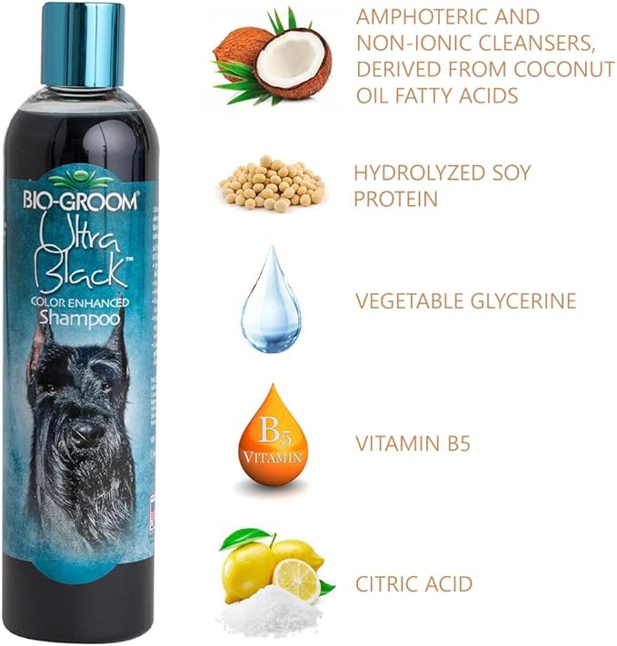 Bio-Groom Ultra-Black Dog Shampoo – Color Enhancing Pet Shampoo, Dog Bathing Supplies, Puppy Wash, Dog Grooming Supplies, Cruelty-Free, Made in USA, Coat Brightener Shampoo – 12 fl oz 1-Pack-PawvioPets