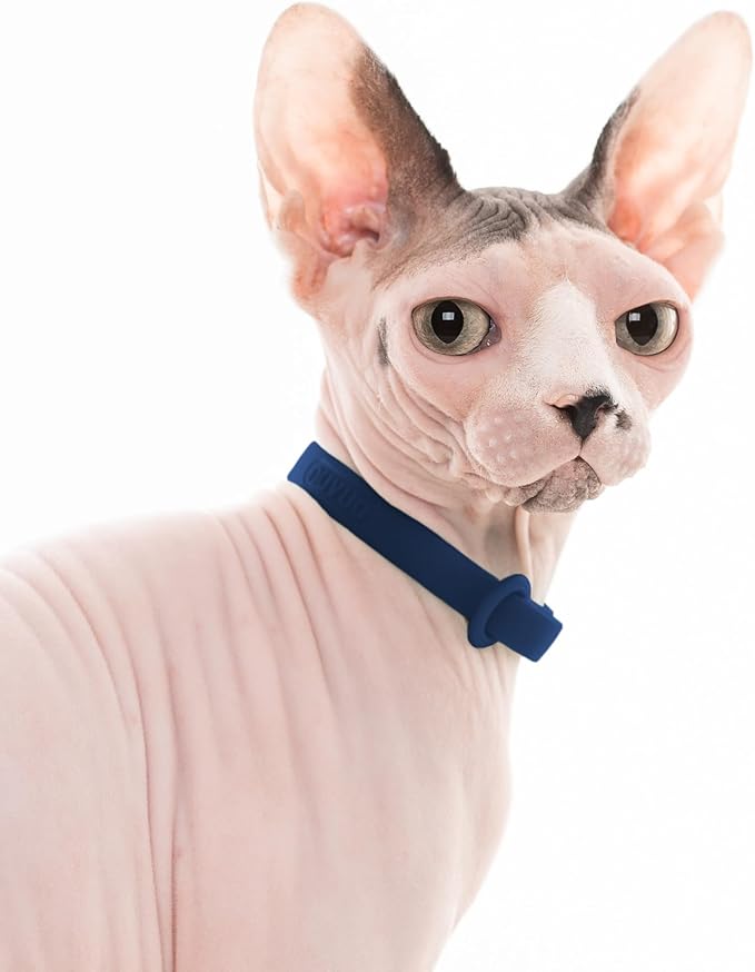 Break Away Collar for Cats - Soft, Thin, and Lightweight Safety Buckle Collar with Name Tag Ring for Outdoor Cats and Sensitive Skin Kittens by Nuvuq (6 ⅞" to 10 ¼", Dark Blue)-PawvioPets