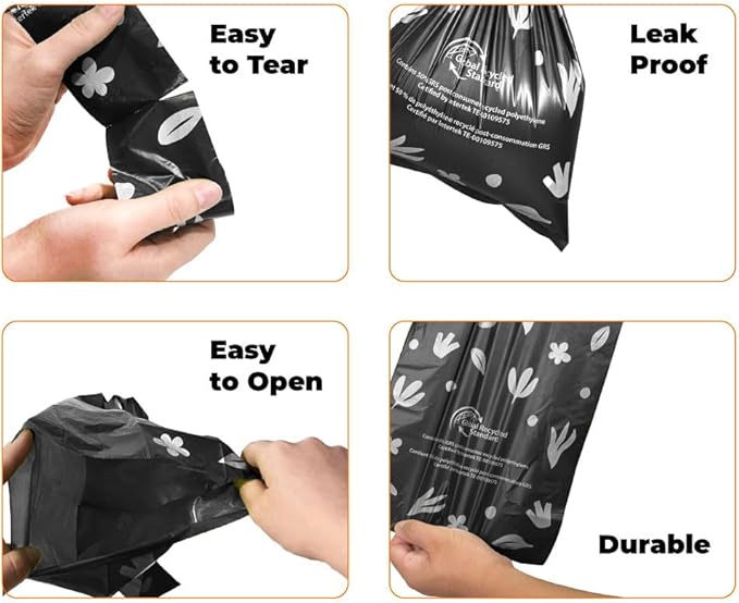 Best Pet Supplies Poop Bags for Dogs, 50% Post-Consumer Recycled Content dog waste bags on rolls, fits all poop bag holders for leashes - Black, 600 Count, Unscented-PawvioPets