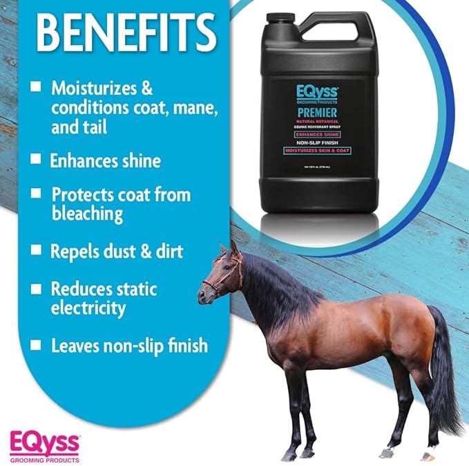 EQyss Premier Equine Rehydrant Spray - Moisturize Horse's Skin & Coat, Add Shine, Detangle, Repel Dirt & Dust - No Silicone, Non-slip Finish (128 oz)-PawvioPets