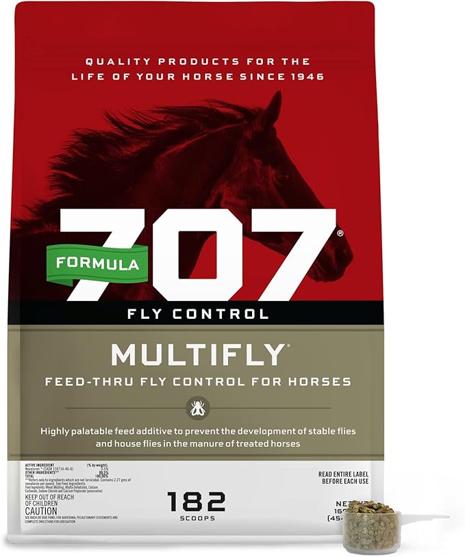 Formula 707 MultiFly Feed-Thru Fly Control Pellets for Horses - Palatable & Safe Fly Population Reduction (10 lb Bag - 182 Servings)-PawvioPets