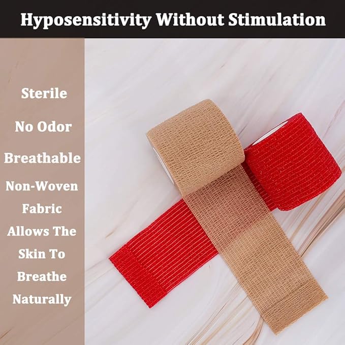 24 Pack Breathable Self Adherent Wrap, Athletic Elastic Non Woven Cohesive Bandage for Sports, First Aid Medical, Wrist, Ankle Sprains, Swelling and Vet Wrap 2 Inch 5 Yards (Rainbow Color).-PawvioPets