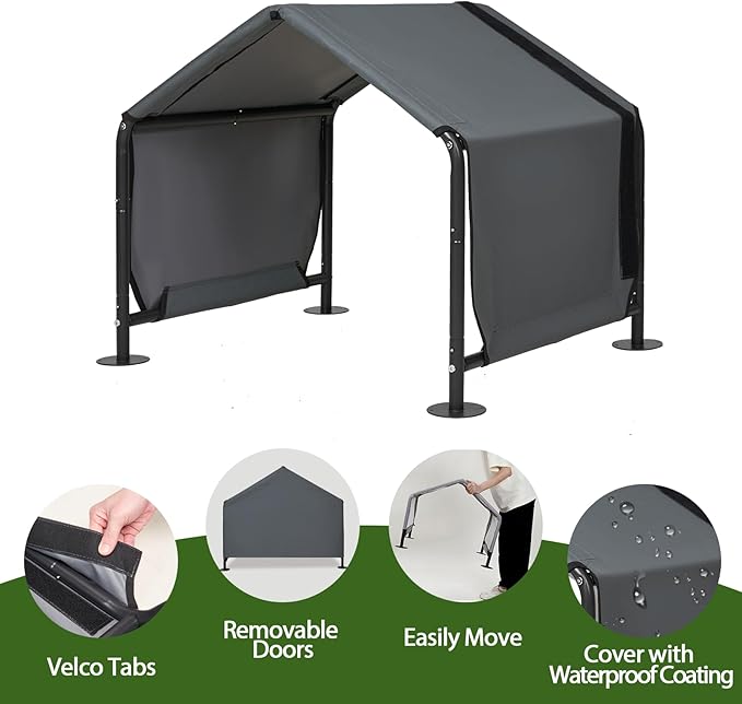Dog Shades for Outside - Outdoor Dog Kennel for Small Dogs, 29.53”x25.59”x25.59” Outdoor Sun Rain Canopy Pet House, Waterproof Pet Canopy Shelter for Small Animals with Ground Nails-PawvioPets
