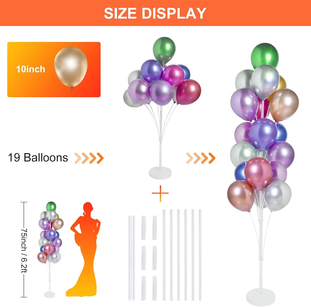 2 Sets of Balloon Stand Kit - 6ft Balloon Stands with Base, Balloon Sticks, Decorations for Party Birthday Wedding Baby Shower Gender Reveal Graduation