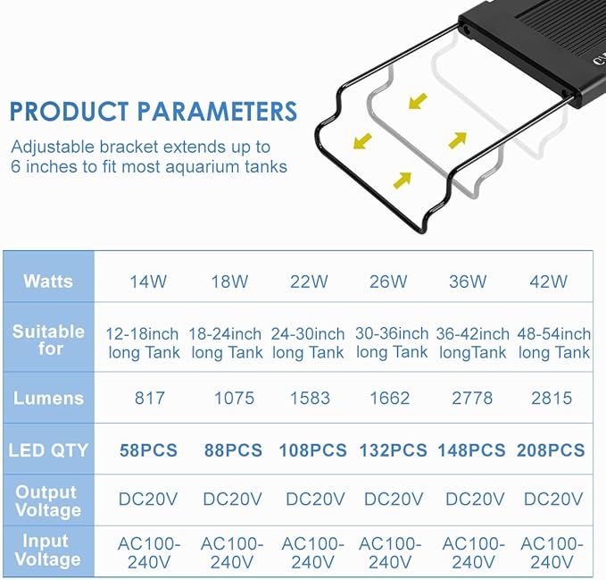 Aquarium Light,36W 24/7 Natural Mode,9 Light Modes(Water Grass Mode & 7 Colors & Cycle),Adjustable Timer and 7 Color Brightness - with Expandable Mounting Bracket for 36~42IN Fish Tank-PawvioPets