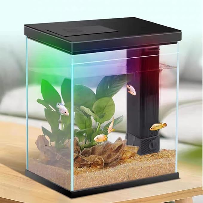 Glass Betta Aquarium Starter Kits, 2 Gallon Fish Tank with Heater Filter and Light.-PawvioPets
