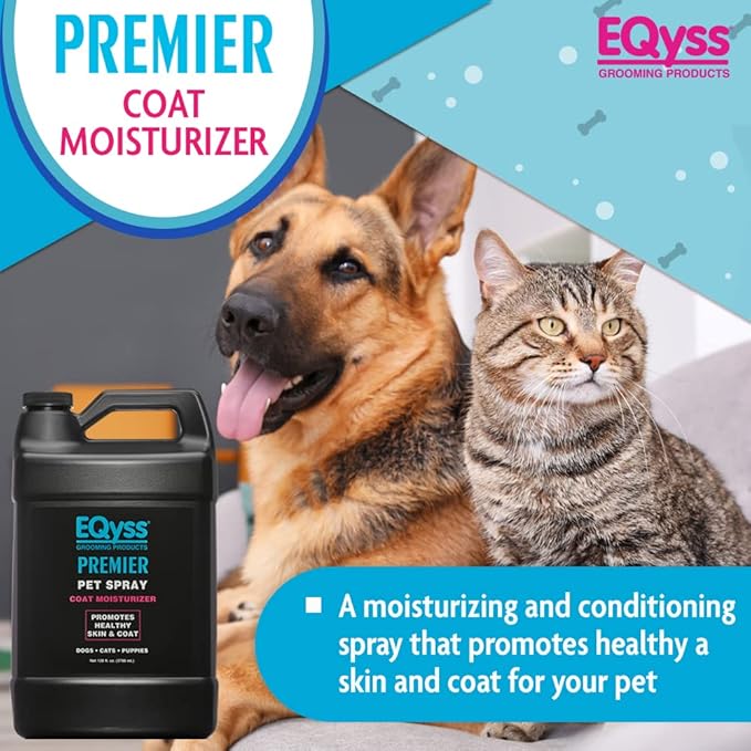 EQyss Premier Pet Spray - Moisturizes & Conditions for Healthy Skin & Coat, Non-greasy, Repels Dust & Dirt - Great for Dogs, Cats, Puppies (128 oz)-PawvioPets