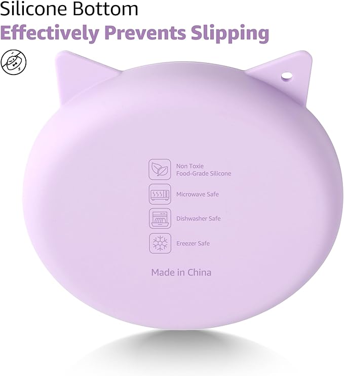 Coomazy Silicone Slow Feeder Dog Cat Bowls, Interactive Puzzle Toy for Pets Dry/Wet Food Training, Keeps Dogs Cats Busy, Prevents Puppy Kitty Overeating (Purple, 0.8 Cup)-PawvioPets