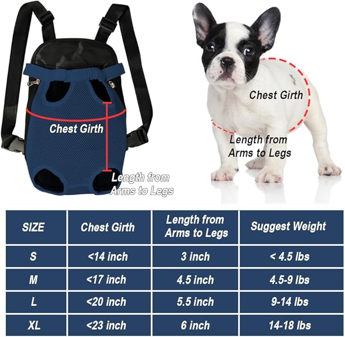 FEimaX Dog Carrier Backpack Pet Legs Out Front Cat Travel Bag, Adjustable Puppy Backpacks Carriers Hands-Free for Small Medium Dogs Cats Hiking Traveling Camping Daily Walking (X-Large, Navy)-PawvioPets