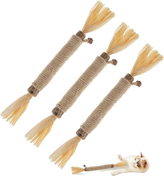 3 PCS Silvervine Sticks for Cats - Natural Cat Chew Toys for Teeth Cleaning, Kitten Teething & Aggressive Chewers-PawvioPets