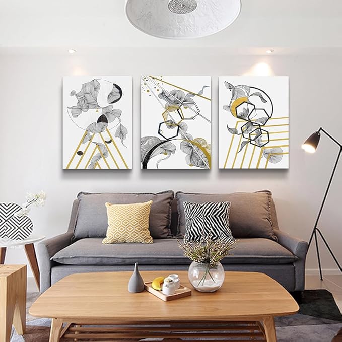 Canvas Wall Art For Living Room Large Size Modern Abstract Painting Bedroom Decoration Office Wall Decor Black And White Abstract pictures 3 Piece Framed Inspirational Posters Artworks Home Decor-PawvioPets