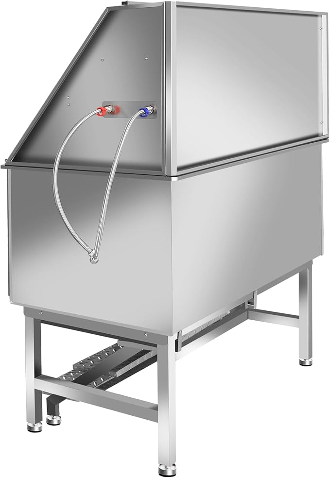 50 Inch Electric Dog Bathing Station For Large Dogs, Height Adjustable Stainless Steel Dog Pet Washing Station, Professional Dog Grooming Tub With Electric Lift, Pet Wash Bath Station (50" Right door)-PawvioPets