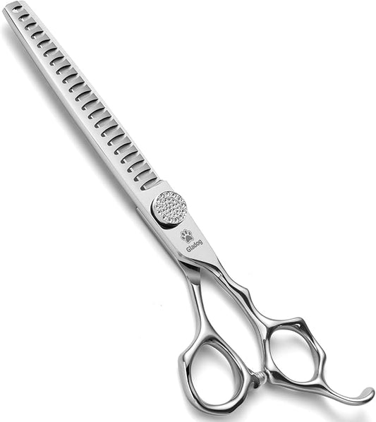 GLADOG 7" Chunkers Dog Grooming Scissors - Premium 9CR Dog Scissors for Grooming with Luxurious Diamond Nut，Ideal Dogs Shears for Reducing Bulk, Dogs Hair Scissor，Cat Scissor-PawvioPets