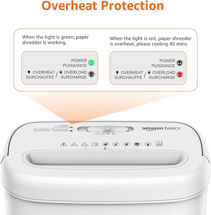 Amazon Basics Cross Cut Paper and Credit Card Shredder for Security - 8-Sheet, Heavy Duty, White-PawvioPets