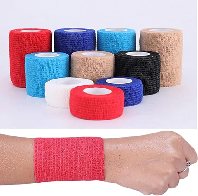 6 Pack 4" x 5 Yards Self Adhesive Bandage Wrap Breathable Cohesive Vet Wrap for Pets, Elastic Self-Adherent Tape for Sports, Wrist, Ankle (Mixed Colors)-PawvioPets
