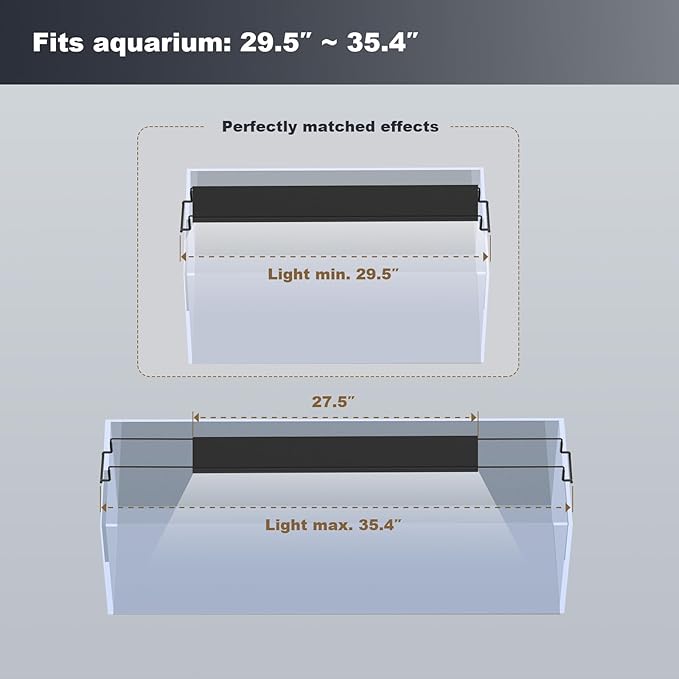 GLOWRIUM Aquarium Light, LED Freshwater Fish Tank Light with Timer, Full Spectrum Planted Aquarium Grow Lights with Daylight/Moonlight Mode, Brightness Adjustable, Auto On/Off (30-35 in)-PawvioPets