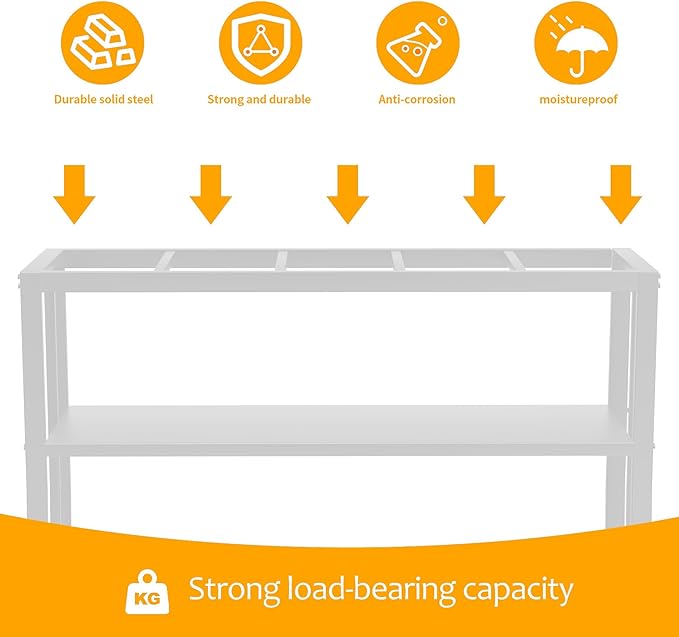 Akenow 55-75 Gallon Fish Tank Stand with Storage Shelf, 48.5 x14.9 x 29.2 Inch Aquarium Stand, Turtle Tank, Reptile Terrariums and Breeder Tank Stand,980LBS Capacity, White-PawvioPets