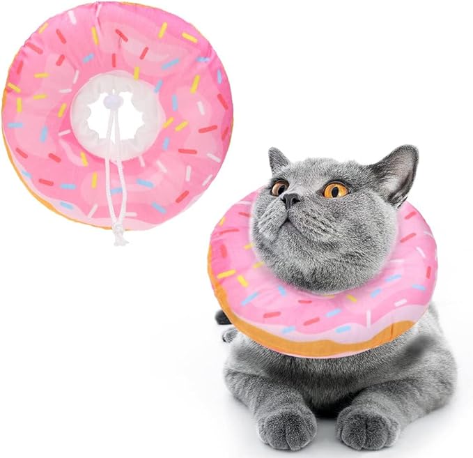 BINGPET Soft Donut Cat & Small Dog Recovery Collar, Adjustable Protective Pet Cone After Surgery-PawvioPets