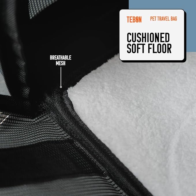 17.5" Pet Travel Carrier Bag - Collapsible Cat & Dog Carrier - Breathable, Durable & Spacious - Fits Small and Medium Pets up to 15lbs - Pet Travel Bag by Tebon-PawvioPets