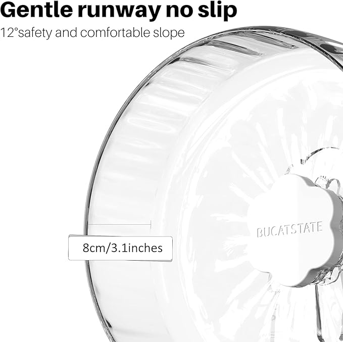 Bucatstate Hamster Exercise Wheel Super-Silent with Adjustable Base Dual-Bearing Cage Accessories Quiet Spinning Running Wheel for Dwarf Syrian Hamster Gerbils and Other Small Animals-PawvioPets