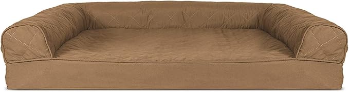 Furhaven Orthopedic Dog Bed for Large/Medium Dogs w/ Removable Bolsters & Washable Cover, For Dogs Up to 55 lbs - Quilted Sofa - Toasted Brown, Large-PawvioPets