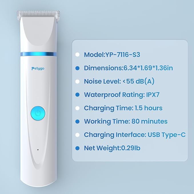 3-in-1 Dog & Cat Grooming Kit - Rechargeable Cordless Pet Hair Clippers with Nail Grinder & Paw Trimmer & 5 Guide Combs, Low Noise Dog Clippers for Grooming Small Medium Pets-PawvioPets