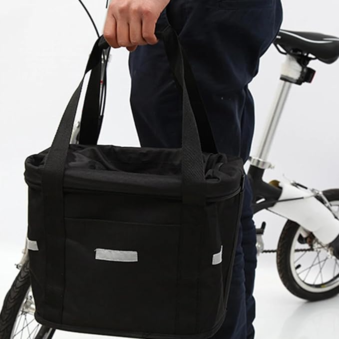 Bike Basket, 10kg Storng Bearing Foldable Bike Front Basket, Removable Dog Carrier for Handlebar, Machine Washable-PawvioPets