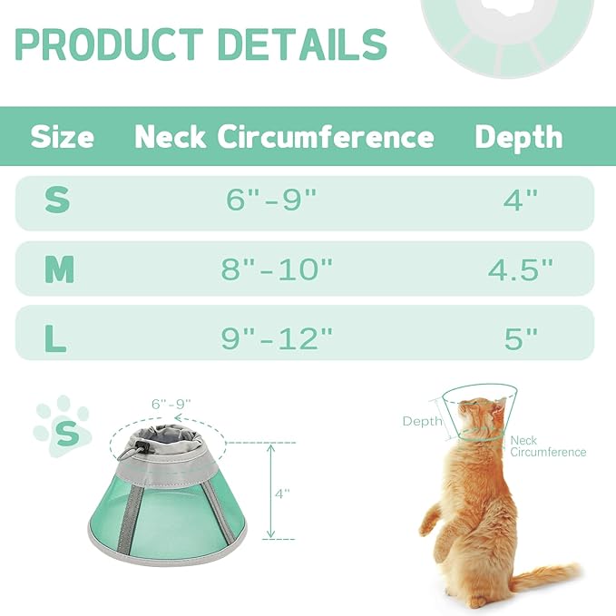Cat Cone Collar Soft, Cat Recovery Collar for Large Medium Small Cats Kittens, Pet Cone Alternative After Surgery-PawvioPets