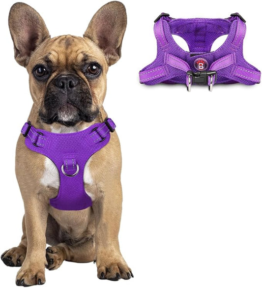 Dog Harness Step in Dog Vest Harness, Reflective Adjustable Puppy No Pull Harness Breathable Soft for Small and Medium Dogs Cats, Purple, S-PawvioPets