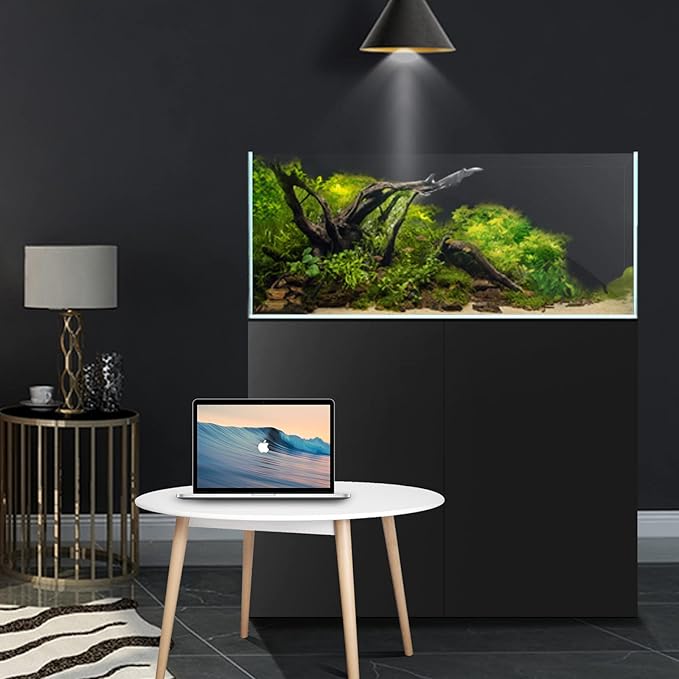 Fzone 48 Gal Rimless Low Iron Fish Tank Nova Clear Ultra-White 45° Mitered Edges Translucent Glass Anata Series Aquarium w/Black Foam Leveling Mat(S90-W45)-PawvioPets