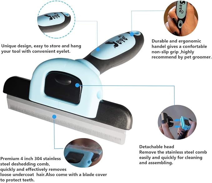 Effective Deshedding Brush and Large Dog Comb - Professional Grooming Tools for Dogs and Cats to Reduce Undercoat Shedding-PawvioPets