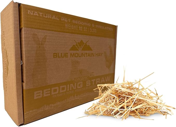 Blue Mountain Hay | Organic Bedding Straw (5 lb) | Natural Pet Bedding & Insulation for Rabbits, Guinea Pigs, Goats, Chickens, Stray & Feral Cats, and Small Animal Shelters-PawvioPets