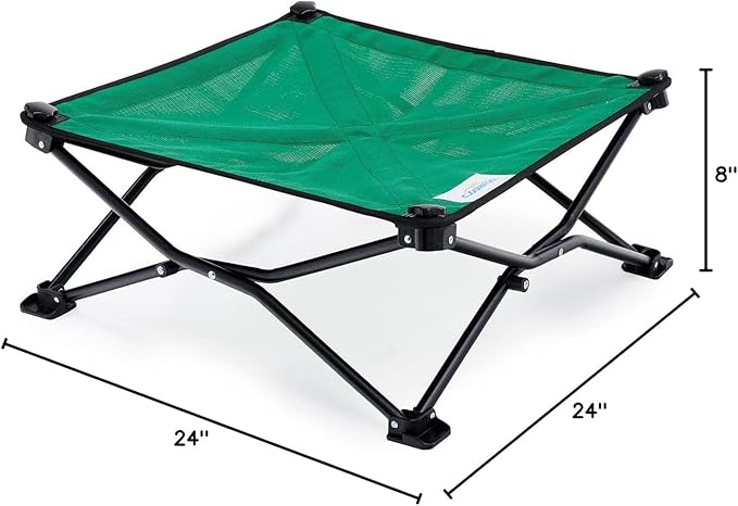 Coolaroo On-The-Go Elevated Dog Bed - Foldable Pop-Up Travel Dog Bed with Breathable, Moisture-Resistant Fabric, Carry Bag Included, Lightweight & Portable, Emerald Green, Standard-PawvioPets