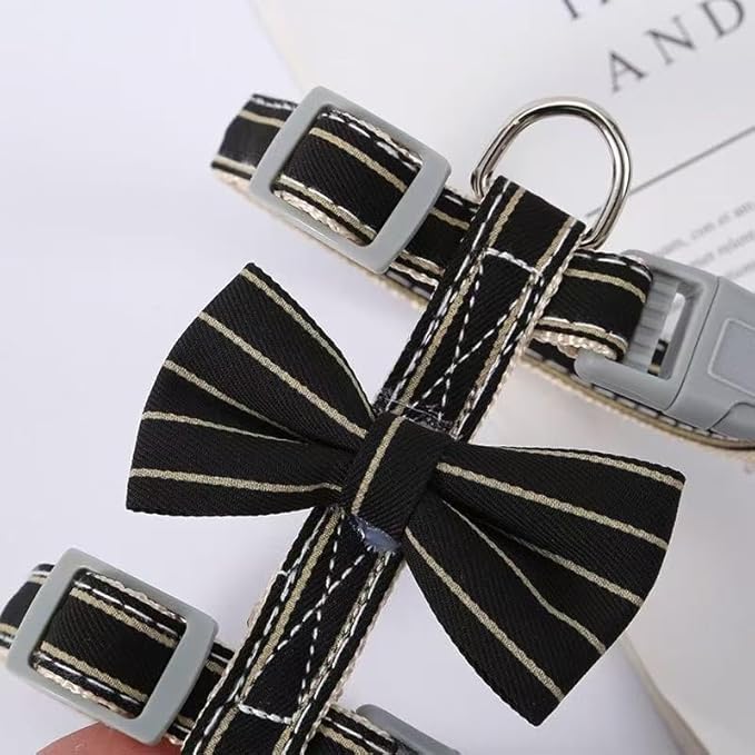 Butterfly Bow Tie Cat Harness and Leash Set - Adjustable, Escape-Proof, Breathable Kitten Vest with Cute Design for Small Cats & Indoor/Outdoor Safety Yellow XS-PawvioPets