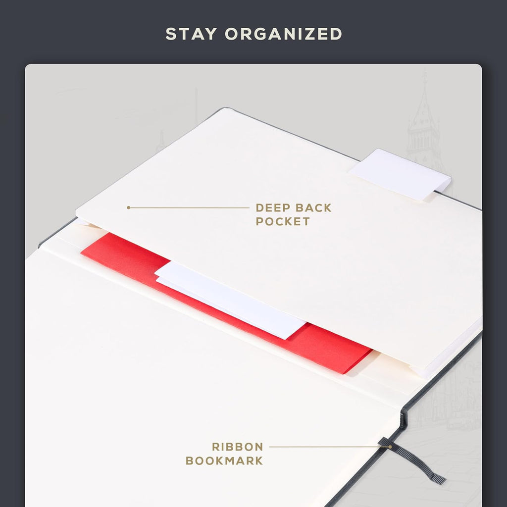 BEECHMORE BOOKS Lined Journal Notebook, 8.5 x 11.5 inch, A4 160 Lined Pages, Hardcover Leather Journals for Women, Men, Writing and Notebooks for Work - 120 GSM Thick Paper, Gifts Box Included