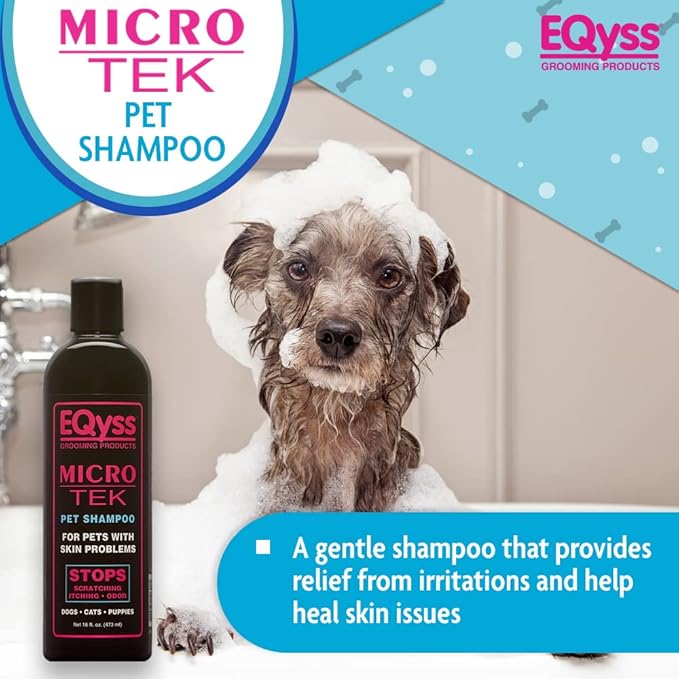 EQyss Micro-Tek Pet Shampoo (16 Ounce) - Stops Scratching, Itching, Biting, or Licking Hot Spots-PawvioPets