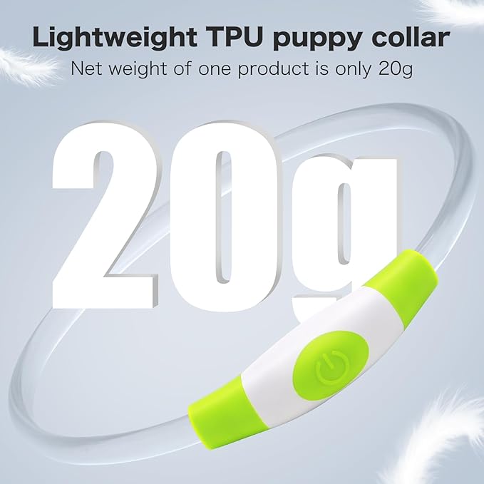 BSEEN Light Up Dog Collar - Rainproof Rechargeable LED Dog Collar - TPU Cuttable Glowing Pet Collar for Small Dogs& Cats - Puppy Safety Dog Lights for Night Walking (XS- Green 40cm)-PawvioPets
