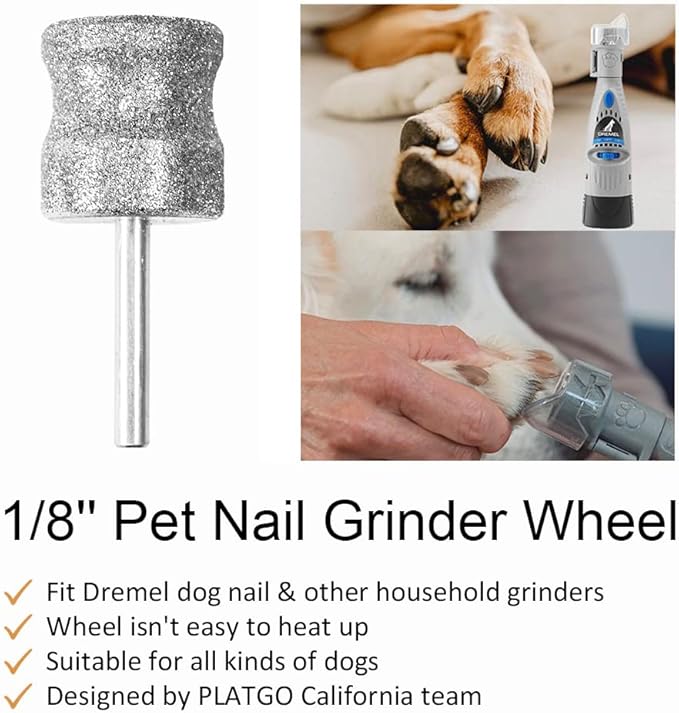 Diamond Dog Nail Grinder for Dremel, Diamond Bit for Big Dog&Pets Nail Care, 1/8'' Nail Dremel Tool for Dogs, for Animals Nail Care & Home Grinder Tools-PawvioPets