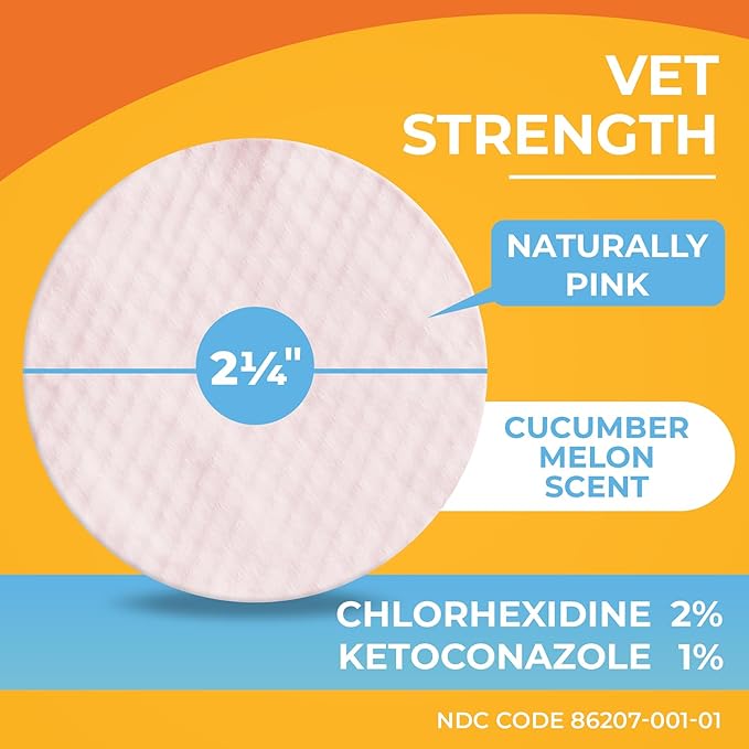 Antibacterial & Antifungal Medicated Wipes for Dogs and Cats – 100 Count - Chlorhexidine Wipes with Ketoconazole for The Treatment of Rashes, Skin Infections, Itchy Paws, and Pet Acne-PawvioPets