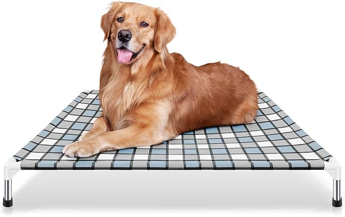Elevated Outdoor Raised Dog Bed Outdoor Dogs Bed Lifted Pet Hammock Bed Dog Cot for Large Pet Taste Life, Start with A Pet Bed 39'' x 27'' x 6.5''-PawvioPets