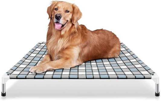 Elevated Outdoor Raised Dog Bed Outdoor Dogs Bed Lifted Pet Hammock Bed Dog Cot for Large Pet Taste Life, Start with A Pet Bed 39'' x 27'' x 6.5''-PawvioPets