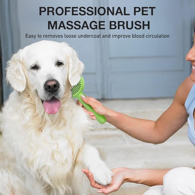 Dog Brush for Short or Long Haired Dogs, Frog Shape Dog Brush with Release Button, Dog Hair Brush Dog Grooming Deshedding Brush for Dog Kitten Rabbit Massage Removes Loose Fur-PawvioPets