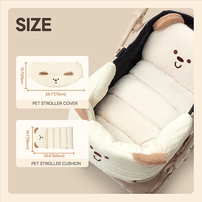 Dog Stroller Cushion & Mat, Pet Stroller Cushion for Dogs & Cats, Ideal Pet Accessories for Comfortable Rides-PawvioPets