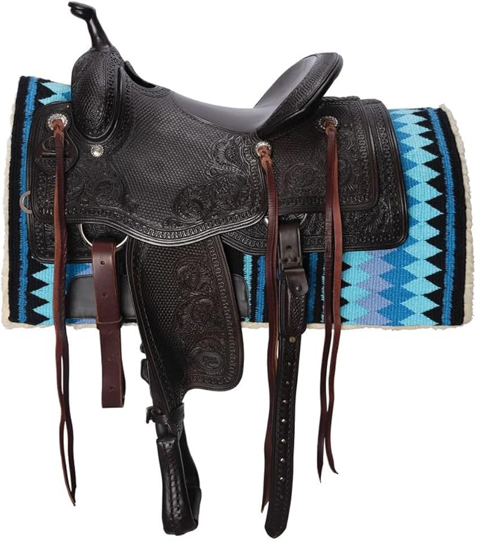 Fleece Bottom Contoured Saddle Pad - 34" x 40" | New Zealand Wool Top | 3/4" Felt Core | Contoured Fit | Hypoallergenic Fleece Lining | Weighs 8 lbs-PawvioPets