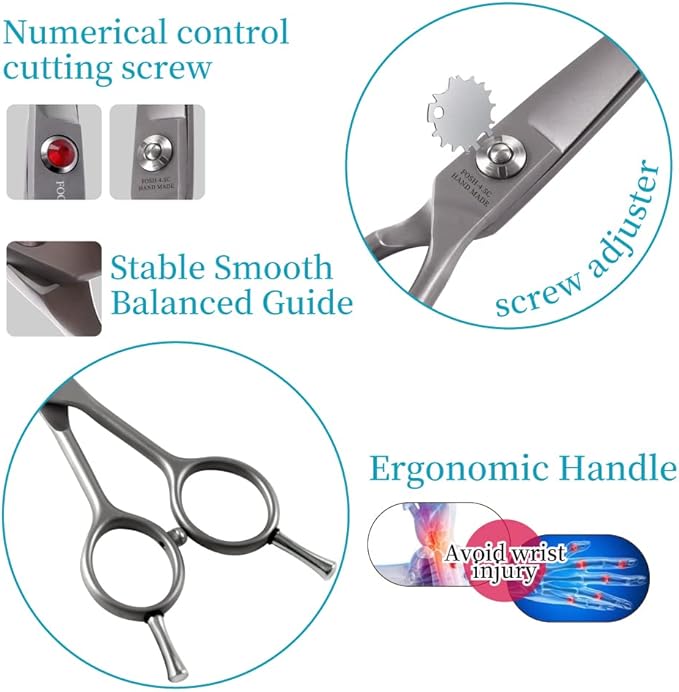 4.5" Curved Dog Scissors for Grooming Face and Paws with Safety Round Tip for Small Dogs Face Paw Ears Trimmer Professional Small Cat Grooming Shears (4.5" Curved, Gray)-PawvioPets